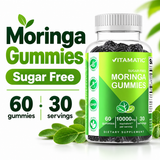 Vitamatic Sugar Free Moringa Gummies package facts 60 gummies 30 servings