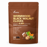 VivoNu Wormwood Black Walnut Cloves 240 softgels on white