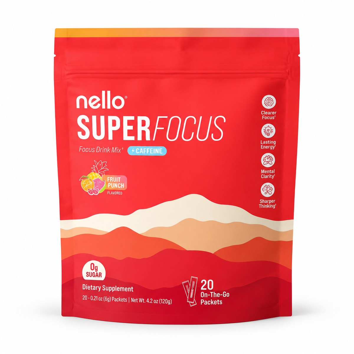 nello SuperFocus Fruit Punch focus drink mix, 20 packets