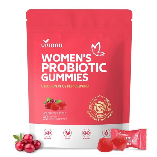 VivoNu Women's Probiotic Gummies, cranberry flavor, 60 gummies