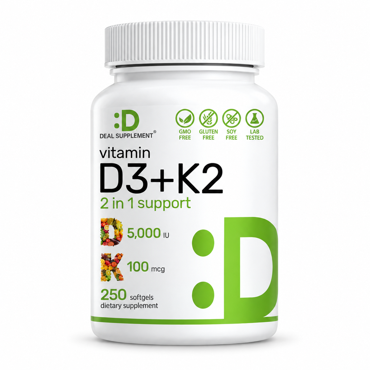 DEAL SUPPLEMENT Vitamin D3 plus K2 250 softgels