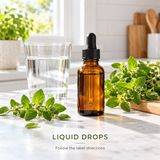 Oregano liquid drops routine illustration