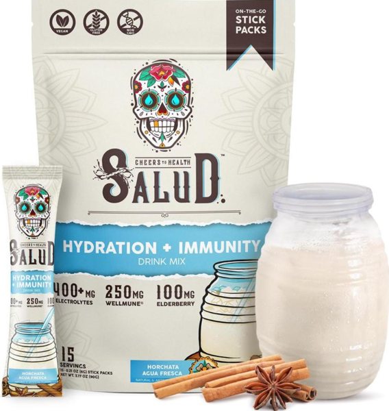 SALUD Hydration plus Immunity Drink Mix, Horchata, 15 stick packs