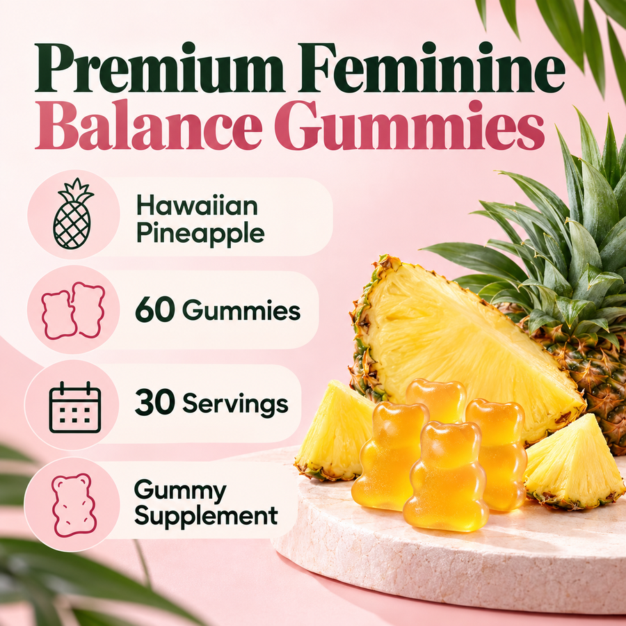 Vital Source Nutrition Premium Feminine Balance Gummies – Hawaiian Pineapple, 60 Gummies factual details