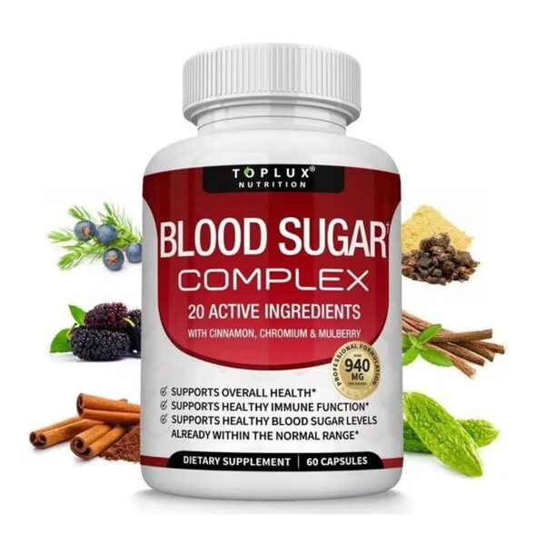 Toplux Nutrition Blood Sugar Complex – 940 mg, 60 Capsules product image on white background