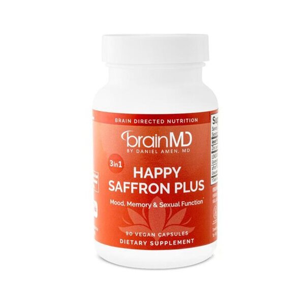 BrainMD Happy Saffron Plus – 90 Vegan Capsules product image on white background