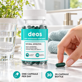 Deos Body Deodorizing Supplement daily capsule routine with water