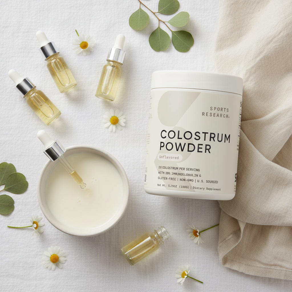 UGC flat lay colostrum wellness