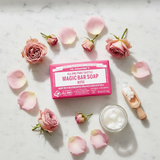 UGC flat lay rose petals organic soap