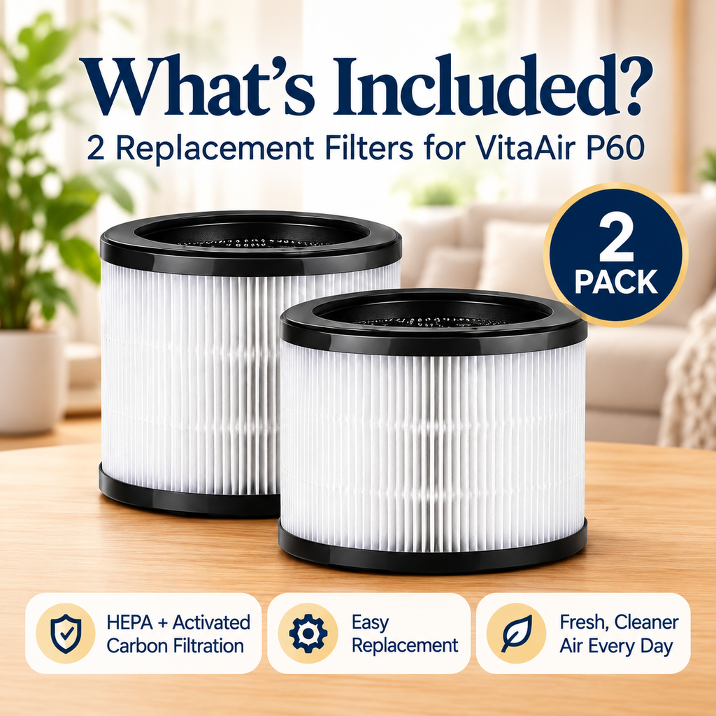 Two replacement filters included for VitaAir P60