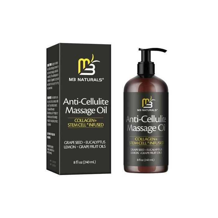 M3 Naturals Anti-Cellulite Massage Oil – Collagen & Stem Cell Infused, 240 mL