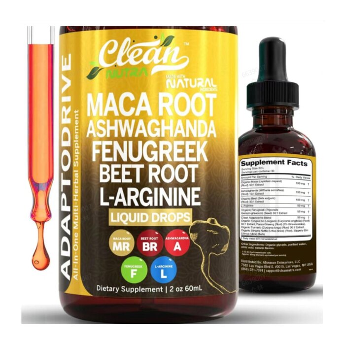 Adaptodrive Maca Root, Ashwagandha, Fenugreek, Beetroot & L-Arginine Liquid Drops