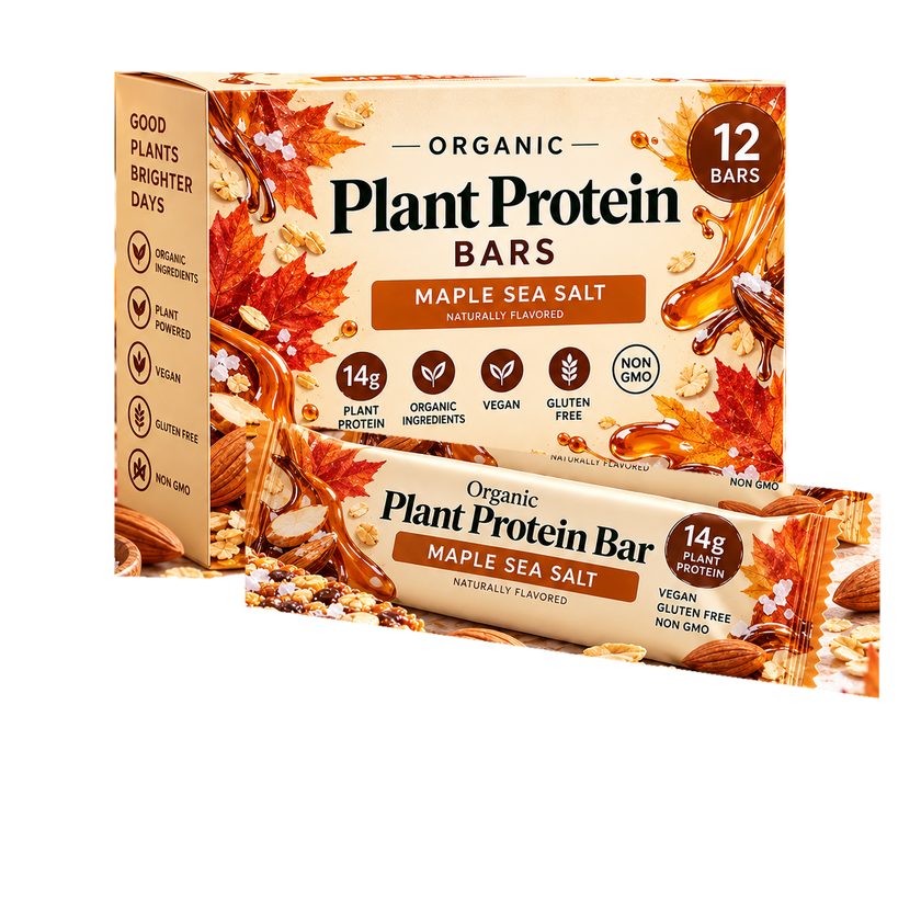 Maple Sea Salt plant protein bars, 12-count box