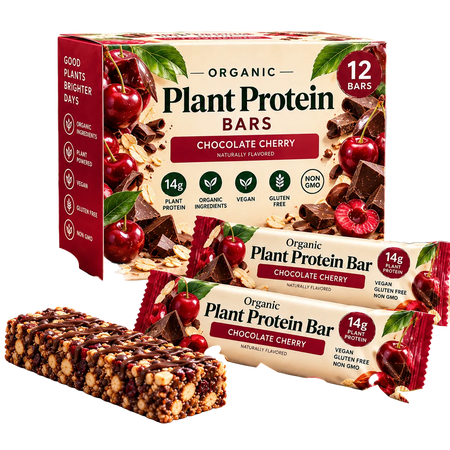 Organic Plant-Based Protein Bars — Chocolate Cherry, 12-count box