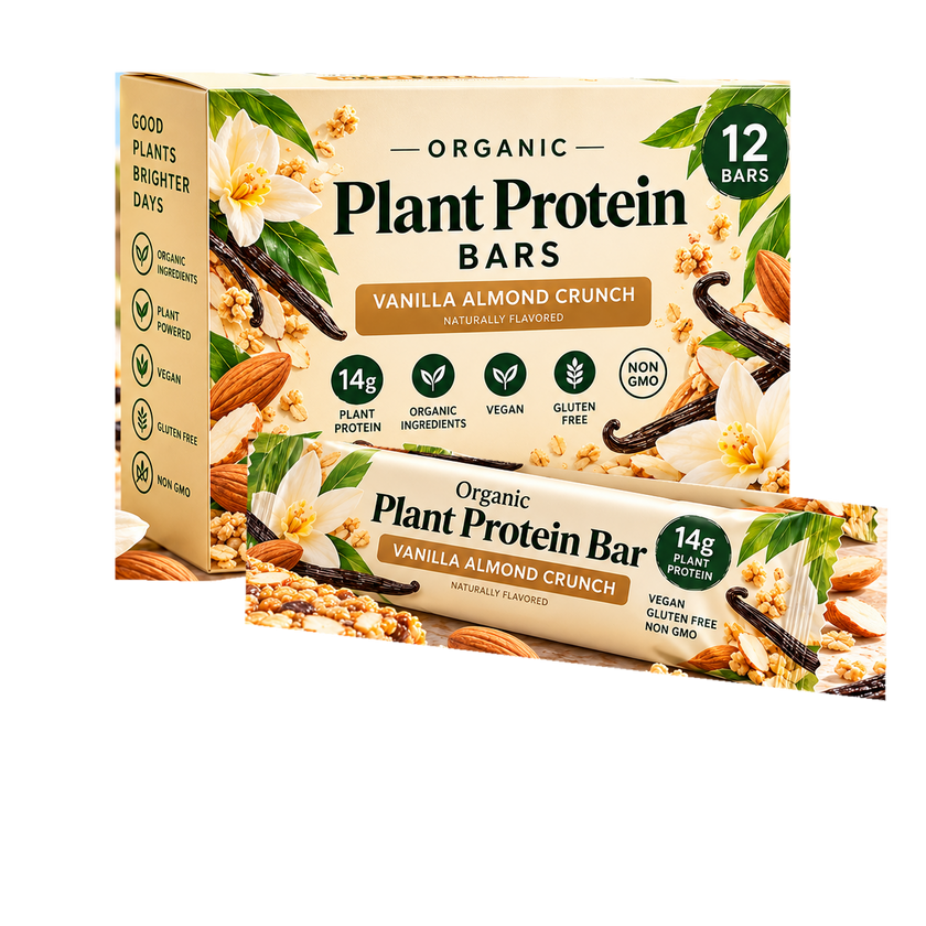Vanilla Almond Crunch plant protein bars, 12-count box